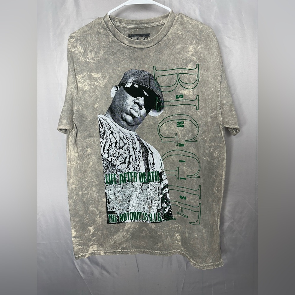The Notorious B.I.G. Short Sleeve Graphic Tee - Gray with Green Print